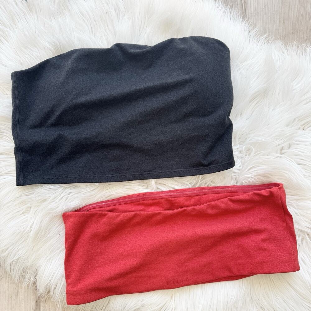 P’tula Bundle Of 2 Strapless Bras Large Black Red Athletic #TS